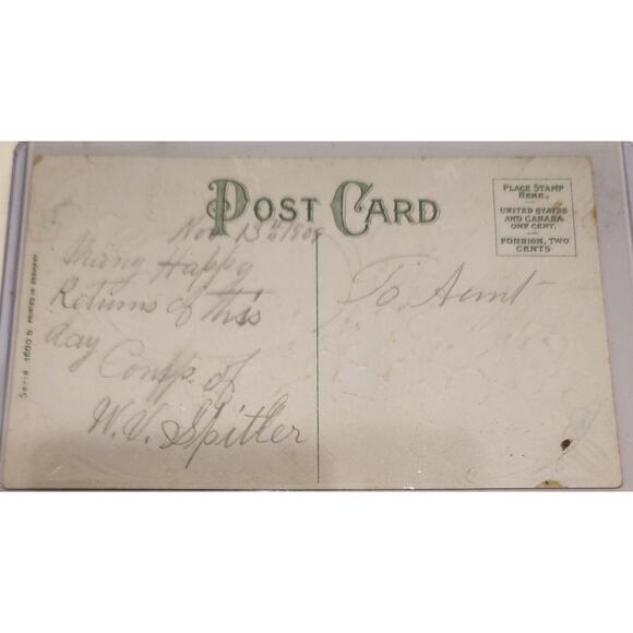 Lot Of Four Vintage Antique Embossed Postcards Flowers Birthday Mirrors - Picture 6 of 9